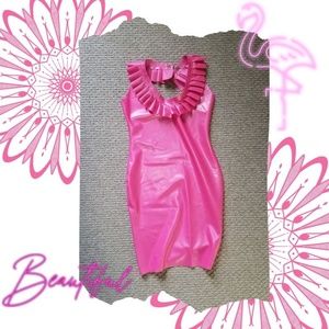 Latex Halter Dress w/ Ruffle Collar